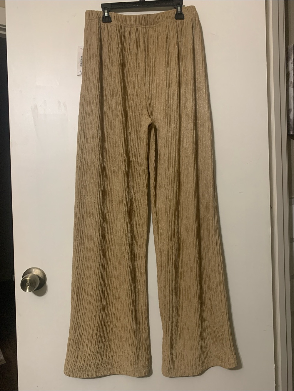 Ribbed Wide-Leg Knit Pants in Camel Neutral - Picture 2 of 10